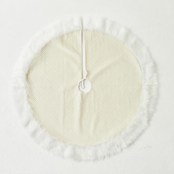FALDA DE ÁRBOL, BLANCA, TERCIOPELO, 90 cm