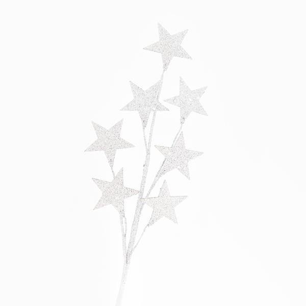 RAMA CON PURPURINA BLANCA Y ESTRELLAS, 46cm