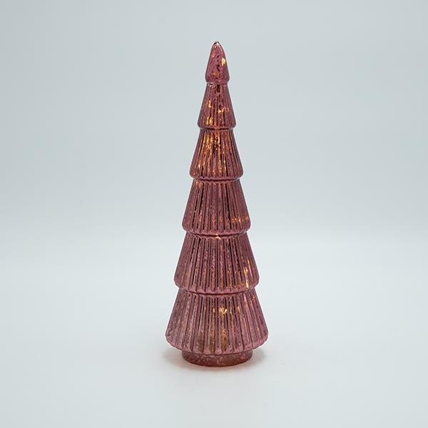 ÁRBOL DE CRISTAL ILUMINADO, ROJO METALIZADO, 8,5x26cm