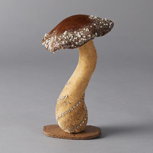  SETA DE TERCIOPELO, MARRÓN, CON BRILLO, 14x14x22cm