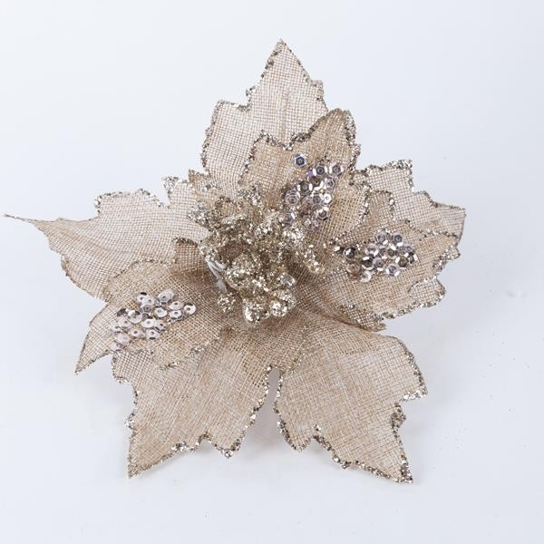 FLOR DE POINSETTI, DORADA, 26x15cm