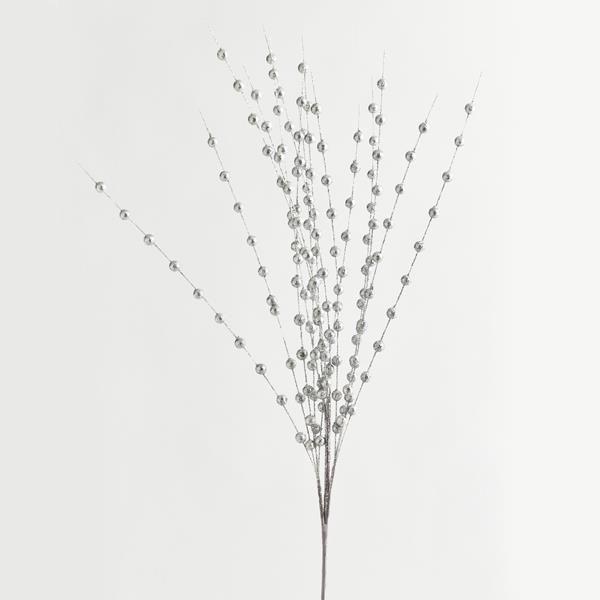 RAMITA, PLATEADA, CON PERLAS BRILLANTES, 150cm