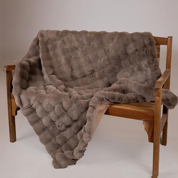 MANTA DE PIEL DECORATIVA, GRIS SUAVE, 140x160cm