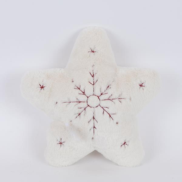 ALMOHADA ESTRELLA, PELO BLANCO CON COPO DE NIEVE, 34x34cm