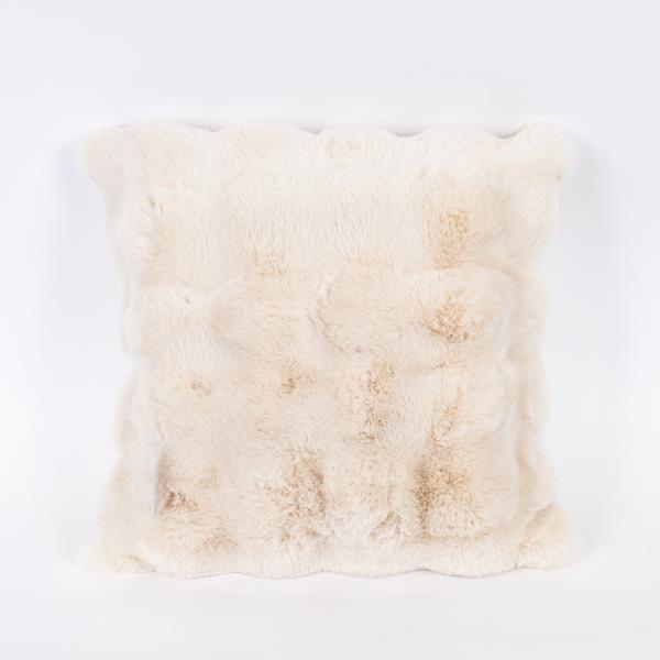 ALMOHADA DE PIEL BEIGE CON COLMENAS, 45x45cm