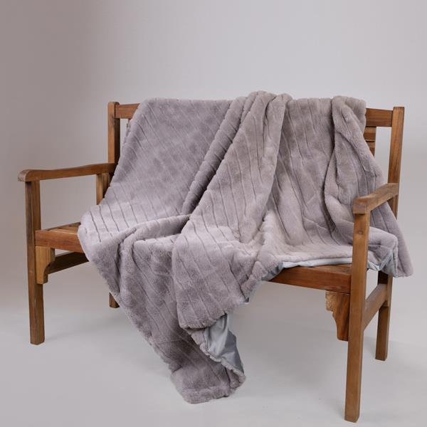 MANTA DE PIEL DECORATIVA, GRIS, 140x160cm