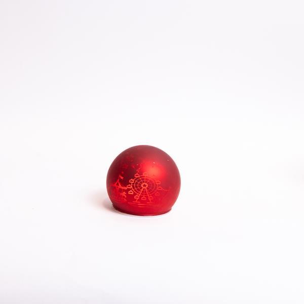 BOLA DECORATIVA DE CRISTAL ILUMINADA, PAPELET ROJO, CON PARQUE DE ATRACCIONES, 10 cm