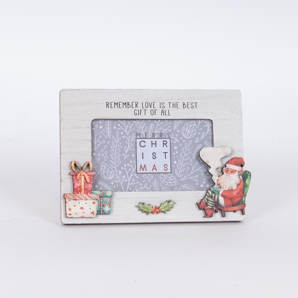 MARCO DECORATIVO CON PAPÁ NOEL, BLANCO, 1,2x18x13cm