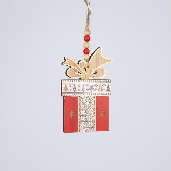 ADORNO DE MADERA DE REGALO, ROJO, 0,8x8x22cm