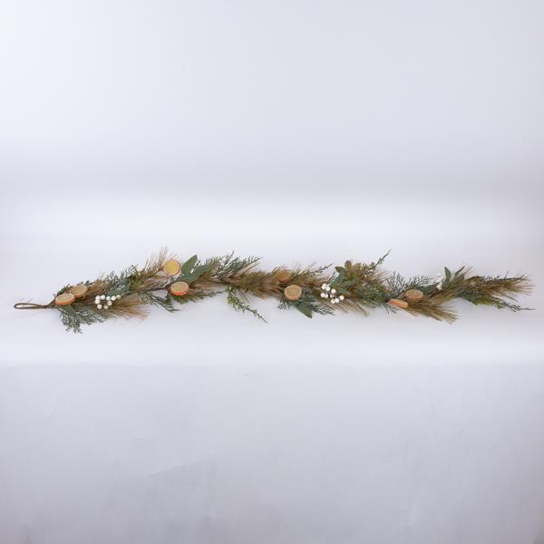 RAMA CON DECORACIONES NARANJAS Y BLANCAS, 153cm