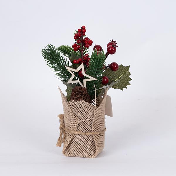 CAJA EXPOSITOR, MACETA CON ESTRELLA Y FRUTOS ROJOS, 12 UDS., 22cm