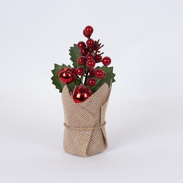 CAJA EXPOSITOR, MACETA CON BOLA ROJA Y FRUTOS ROJOS, 12 UDS., 20cm