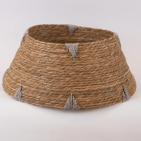 FALDA DE ÁRBOL, PAJA CON DETALLES GRISES, 34x55x28cm