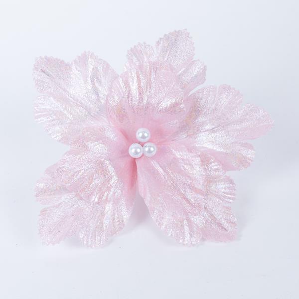 MAGNOLIA, ROSA IRIDISCENTE, CON PERLAS BLANCAS, 23x15cm