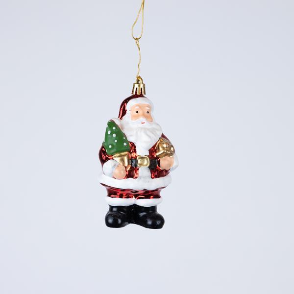 Adorno de plástico, Papá Noel, juego de 2 piezas, 12 cm