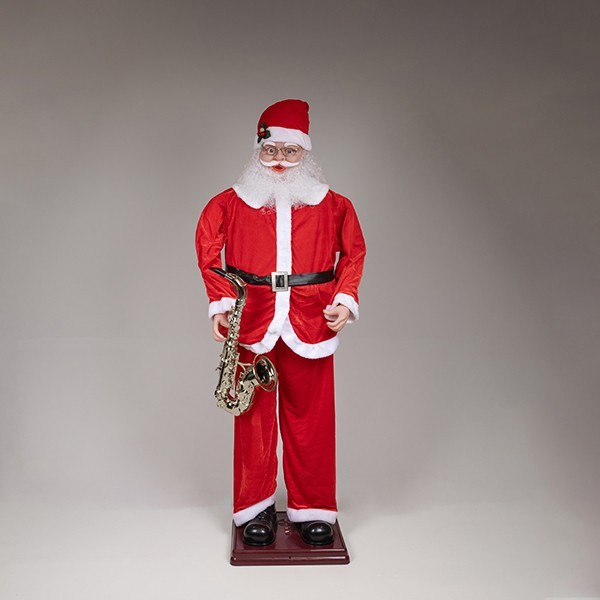 PAPÁ NOEL CON SAXOFÓN, CON MÚSICA Y MOVIMIENTO, 180cm