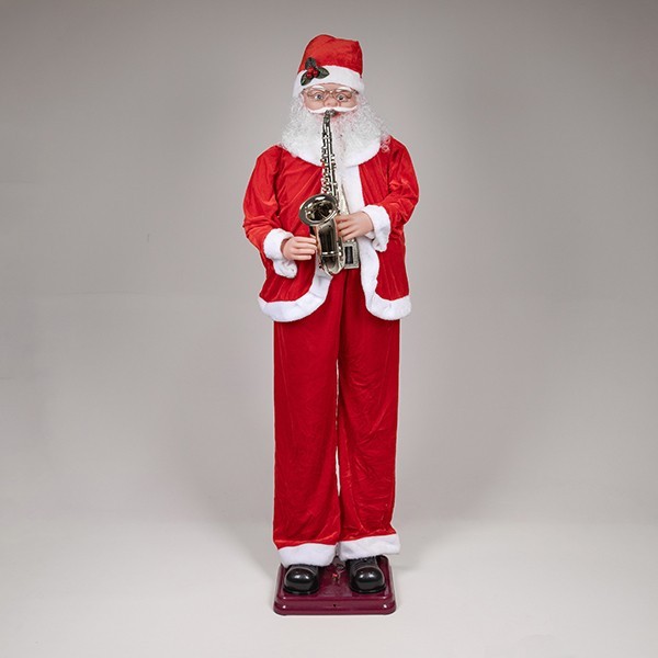 PAPÁ NOEL CON SAXOFÓN, CON MÚSICA Y MOVIMIENTO, 150cm
