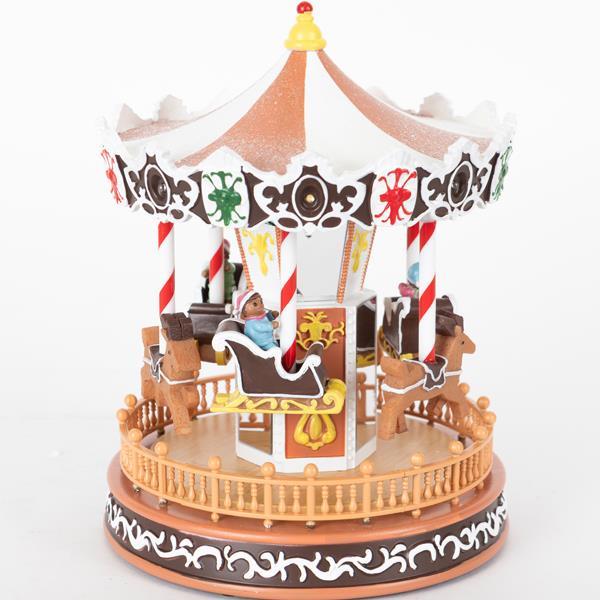 CARRUSEL CON ANIMALES, DULCES, CON ADAPTADOR, CON MÚSICA Y MOVIMIENTO, 18,5x18,5x23cm