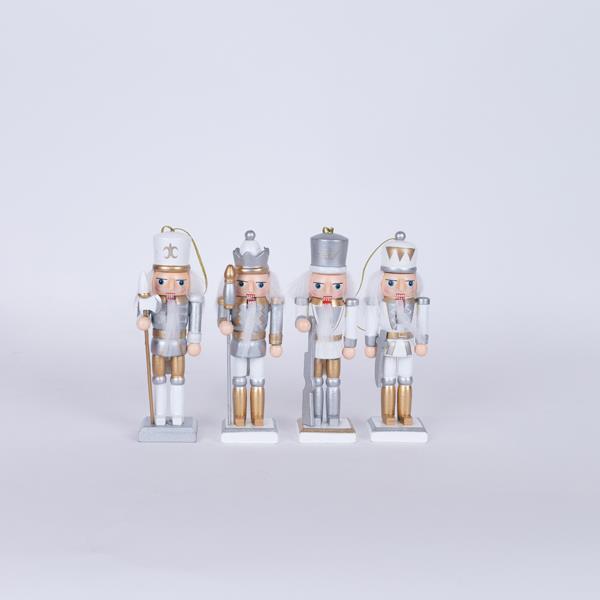 CASCANUECES, DORADO Y BLANCO, SET 4 PIEZAS, 12 cm