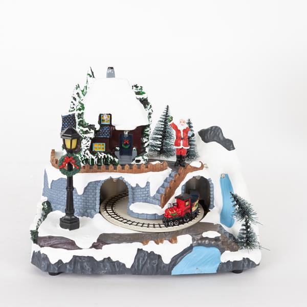 ESTACIÓN DE TREN CON MÚSICA Y MOVIMIENTO, 20,8x13,9x16,8cm