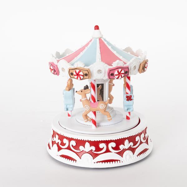 CARRUSEL DE ÓPALO ILUMINADO, MÚSICA Y MOVIMIENTO, ADAPTADOR, 18,9x18,9x22,2cm