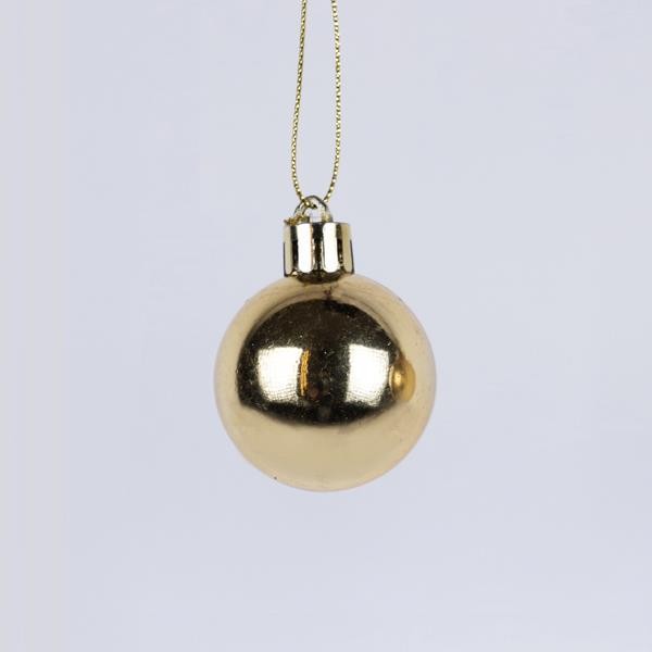 BOLA DE PLÁSTICO, DORADA, BRILLANTE, SET 6 PIEZAS, 6 CM