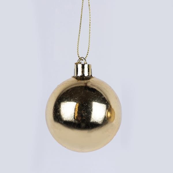 BOLA DE PLÁSTICO, DORADA, BRILLANTE, SET DE 6 PIEZAS, 8 CM