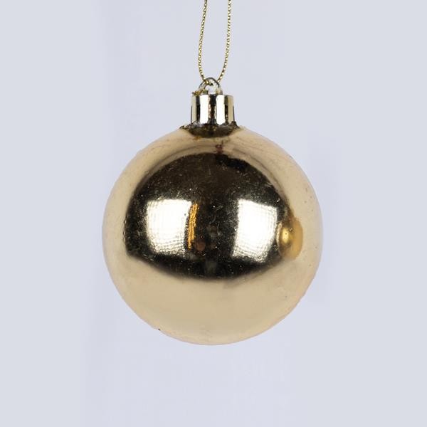 BOLA DE PLÁSTICO, DORADA, BRILLANTE, SET DE 6 PIEZAS, 10 CM