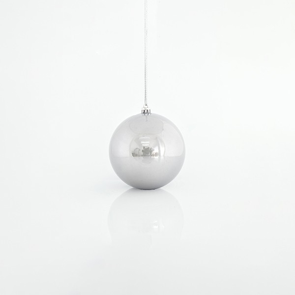 BOLA DE PLÁSTICO, GRIS, PERLA, SET DE 6 PIEZAS, 8 CM