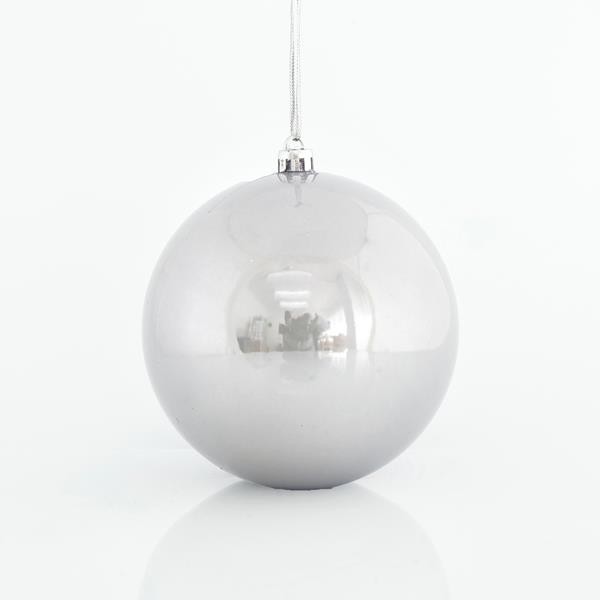 BOLAS DE PLÁSTICO, COLOR GRIS PERLADO, JUEGO DE 6 UNIDADES, 10 CM