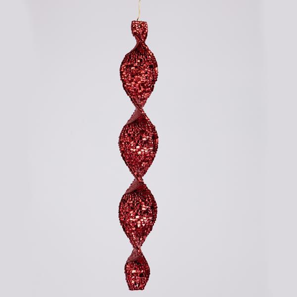ESTALACTITA ACRÍLICA, ESPIRAL, ROJA, 30 CM