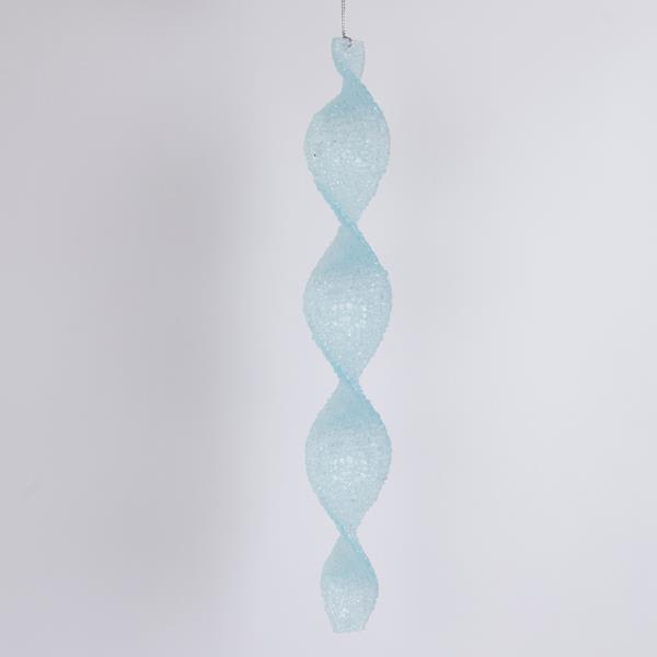 ESTALACTITA ACRÍLICA, ESPIRAL, AZUL CLARO, CONGELADA, CON BRILLO, 30 CM