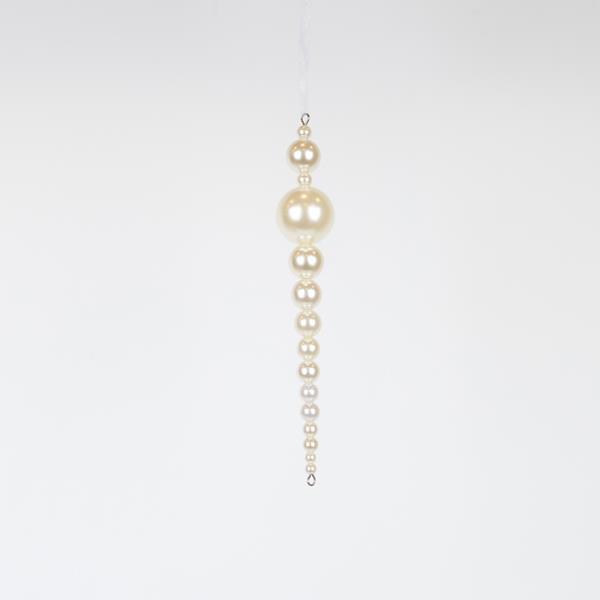 ESTALACTITA CON PERLAS, BLANCA, 15CM