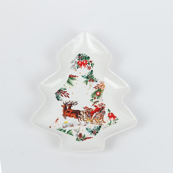 PLATO DE ÁRBOL CON ESCENA NAVIDEÑA, 25 CM