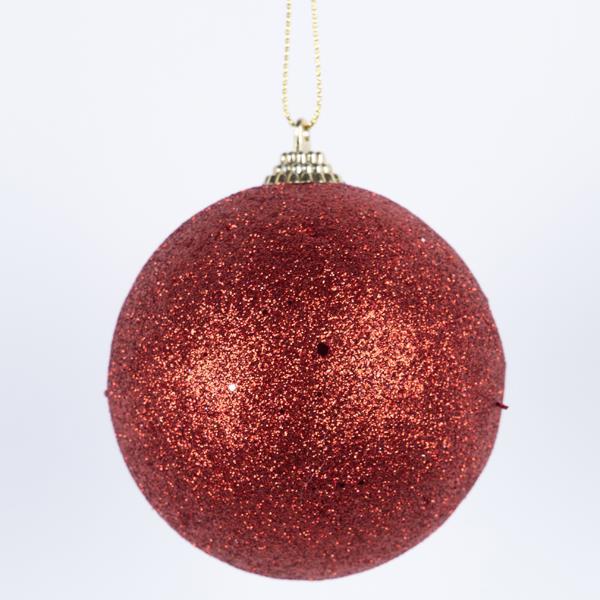 BOLAS DE PLÁSTICO ROJAS CON PURPURINA, JUEGO DE 6 UNIDADES, 8 CM (TOP 120)