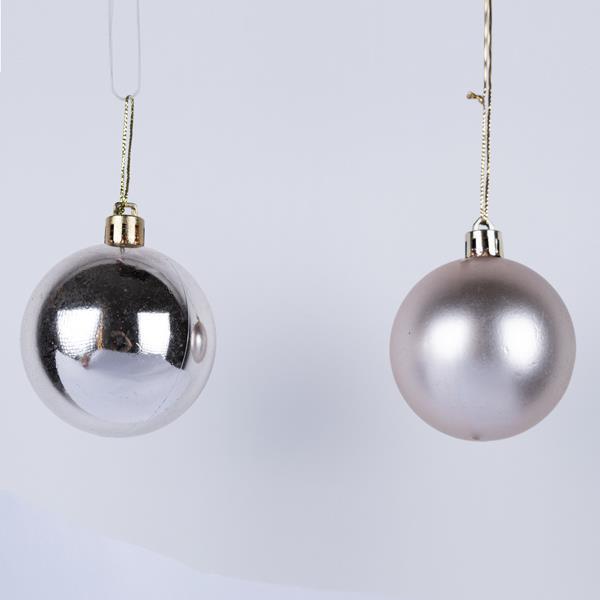 BOLAS DE PLÁSTICO COLOR CHAMPÁN, BRILLANTES Y MATE, JUEGO DE 8 UNIDADES, 6 CM (TOP 120)