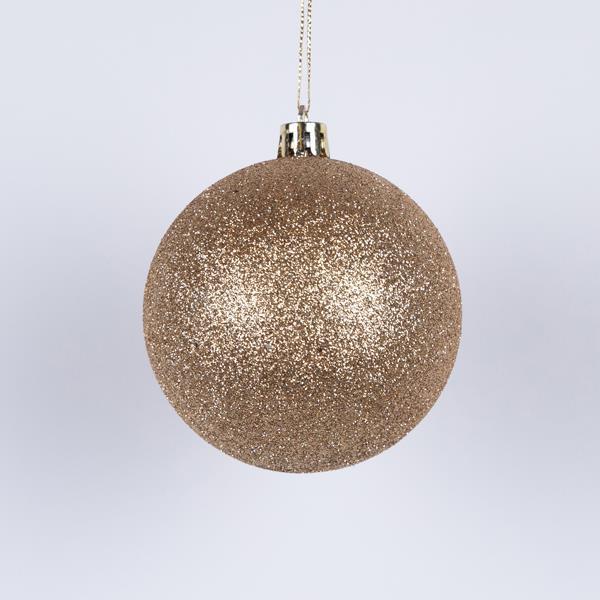 BOLAS DE PLÁSTICO COLOR CHAMPÁN CON PURPURINA, JUEGO DE 6 UNIDADES, 8 CM (TOP 120)