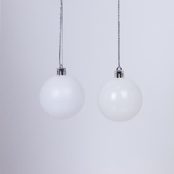 PELOTAS DE PLÁSTICO BLANCAS, BRILLANTES Y ALFOMBRILLAS, SET DE 6 PIEZAS, 6 CM (TOP 120)