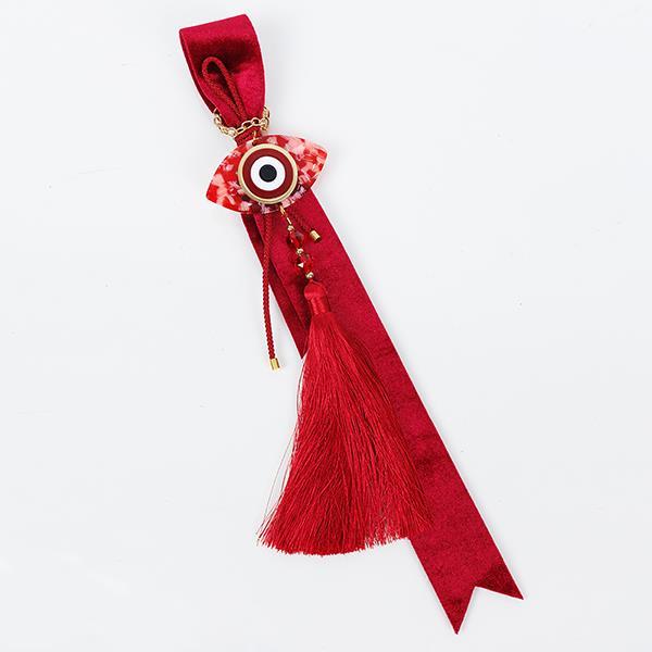 CHARM COLGANTE, BORGOÑA, CON CINTA DE TERCIOPELO Y OJAL, 35 CM