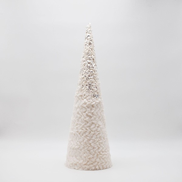 CONO DE ÁRBOL CON PELO BLANCO Y BRILLO, 52 CM