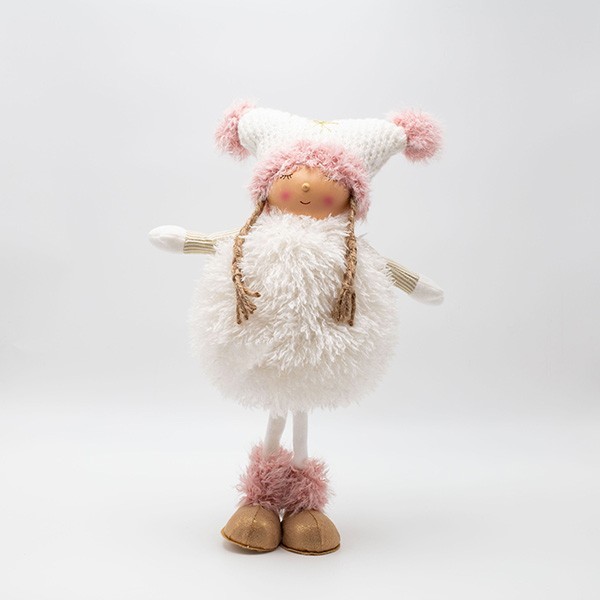 NIÑA CON POM POM ROSA, 44CM