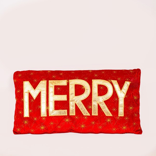 ALMOHADA ROJA CON ORO ''MERRY''