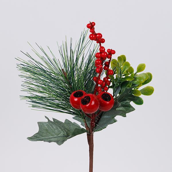 PICO CON AGUJA DE PINO Y BAYAS, 25CM