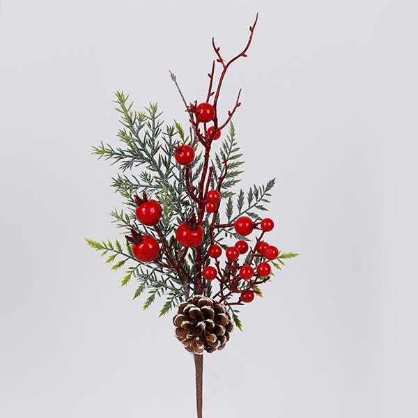 RAMA CON BAYAS, PIÑA Y RAMA DE ABETO, 46 CM