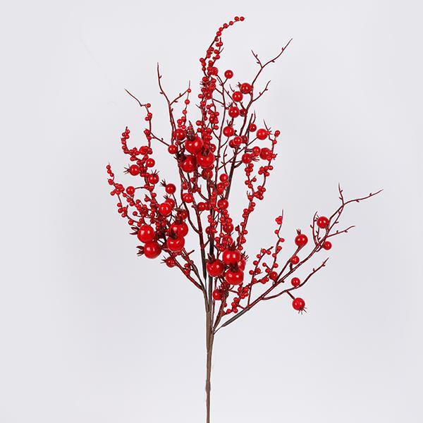 RAMA CON BAYAS ROJAS GRANDES Y PEQUEÑAS, 73CM