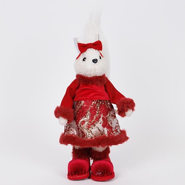 ARDILLA CON ROPA Y LAZO BORGOÑA, 34 CM
