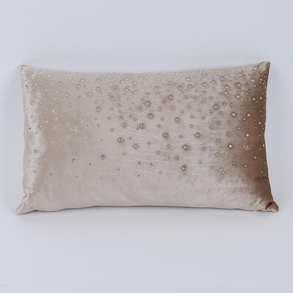 ALMOHADA DE TERCIOPELO BEIGE CON ESTRELLAS, 30X50CM