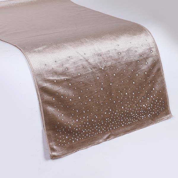 CAMINO DE MESA, TERCIOPELO BEIGE CON ESTRELLAS, 40X140CM