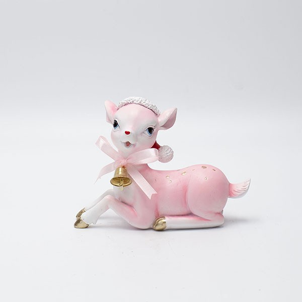 CIERVO DE POLIRESINA, ROSA, 9,7X5,8X13,5CM