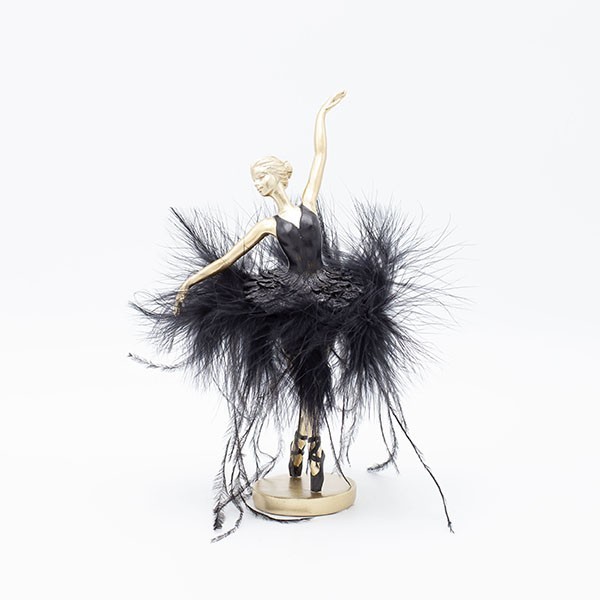 BAILARINA DE POLIRESINA, CON VESTIDO NEGRO, 13X13X21.5